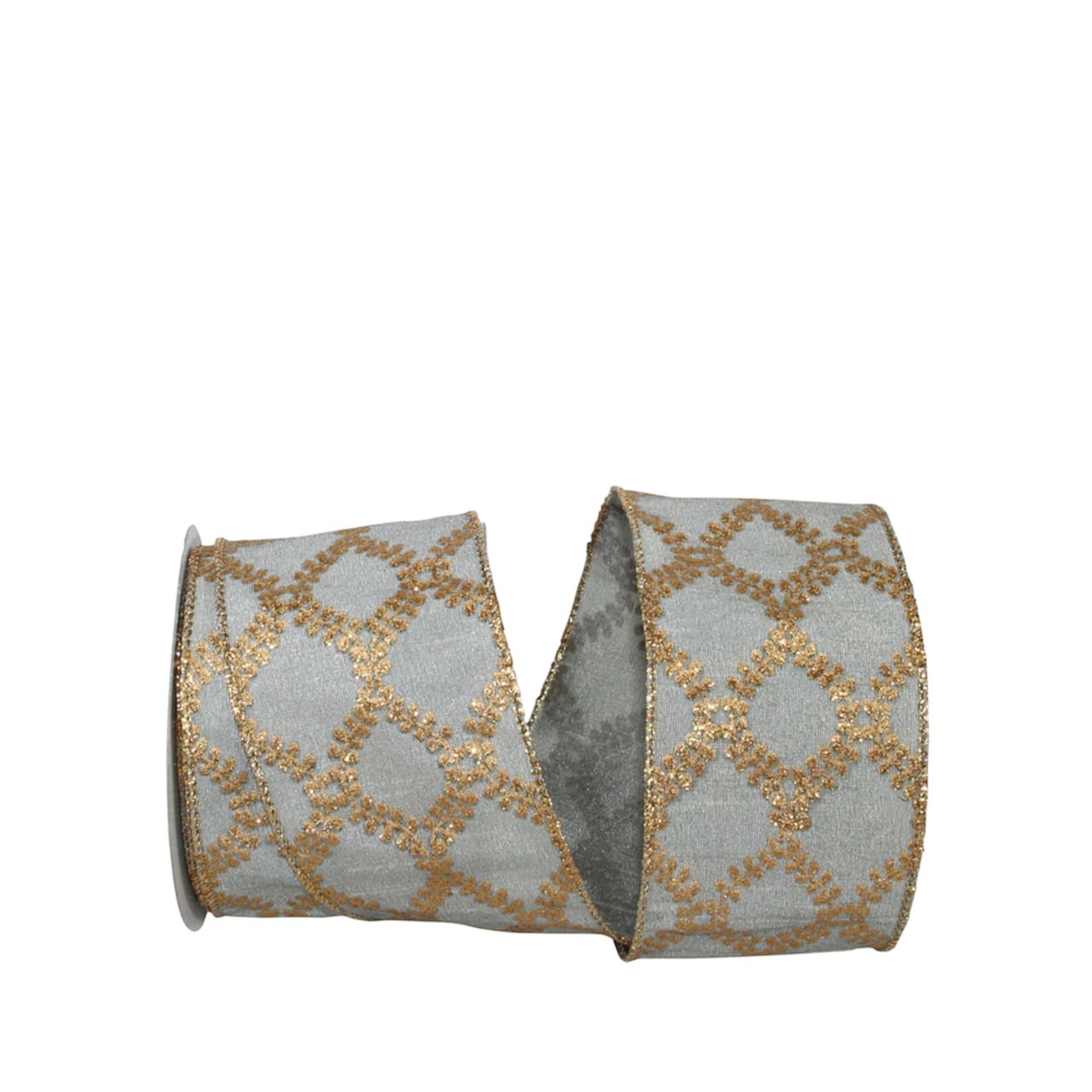 JAM Paper 2.5" x 10yd. Filigree Crest Dupione Wired Ribbon